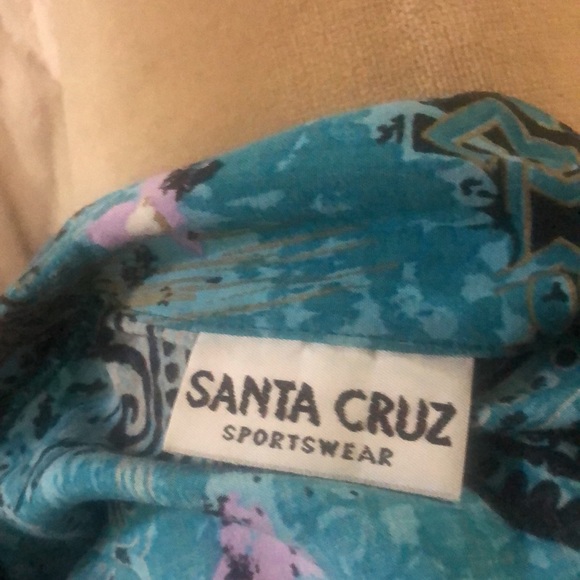 Santa Cruz Spirtwear - vintage 80’s 90’s top- abstract pattern- aqua blue- XL - Picture 9 of 9